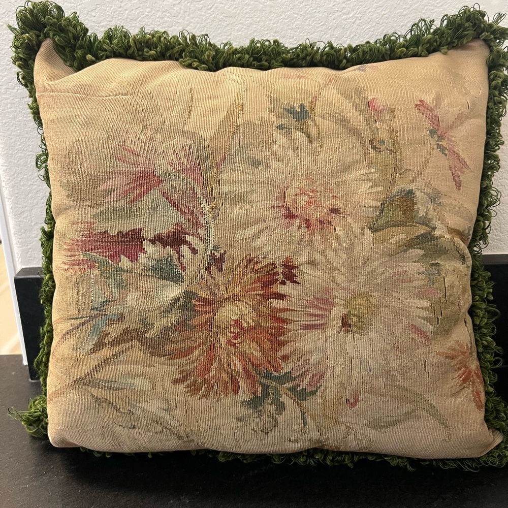 19th Century Aubusson Fragment Pillow